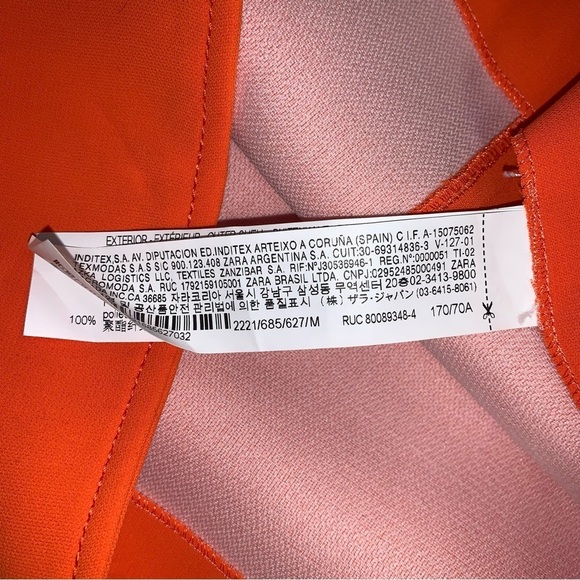 Zara Mini Skirt Women's Size Medium Bright Orange High-Waisted Flare - Picture 13 of 13